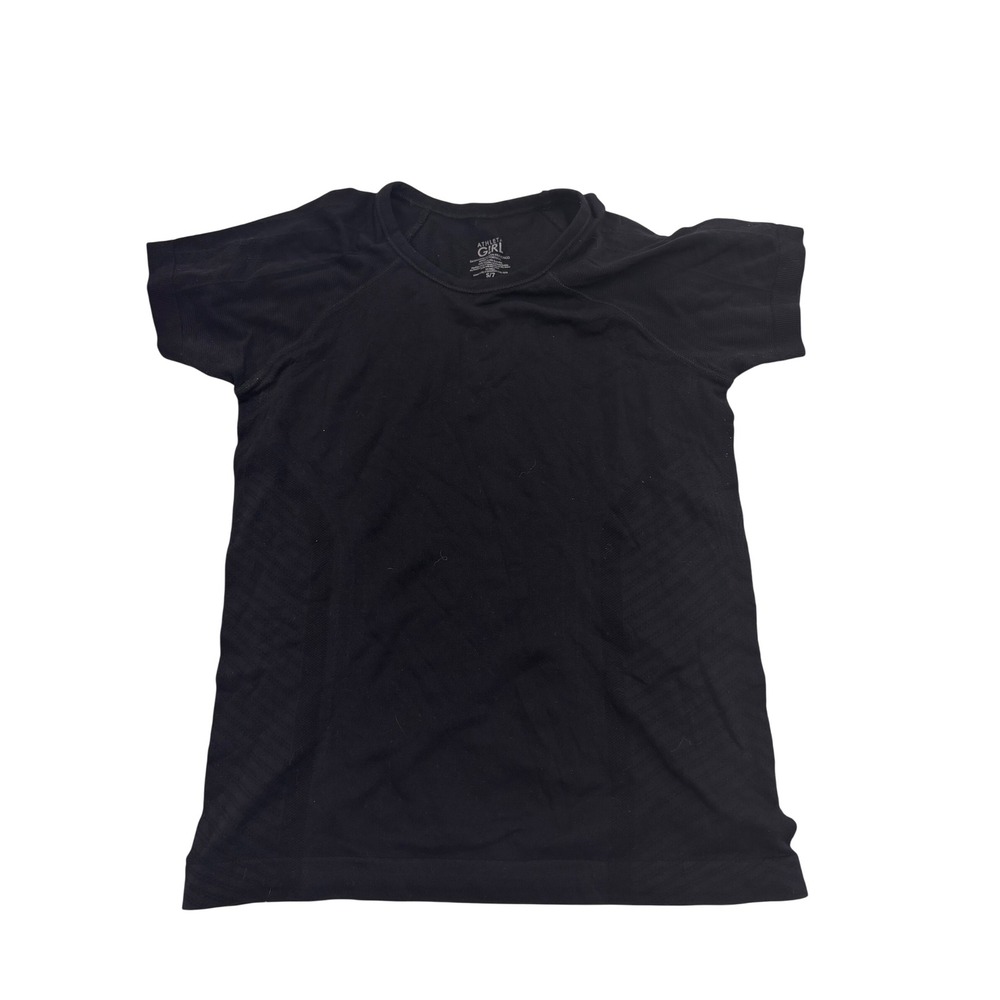 Athleta Girl Black Short Sleeve Seamless Performance Top Dream Crazy Big S 7